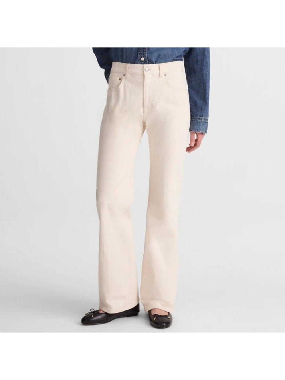 NWT Madewell Relaxed Bootcut Jeans Sz 29 Cream High Rise Comfort Stretch NY063